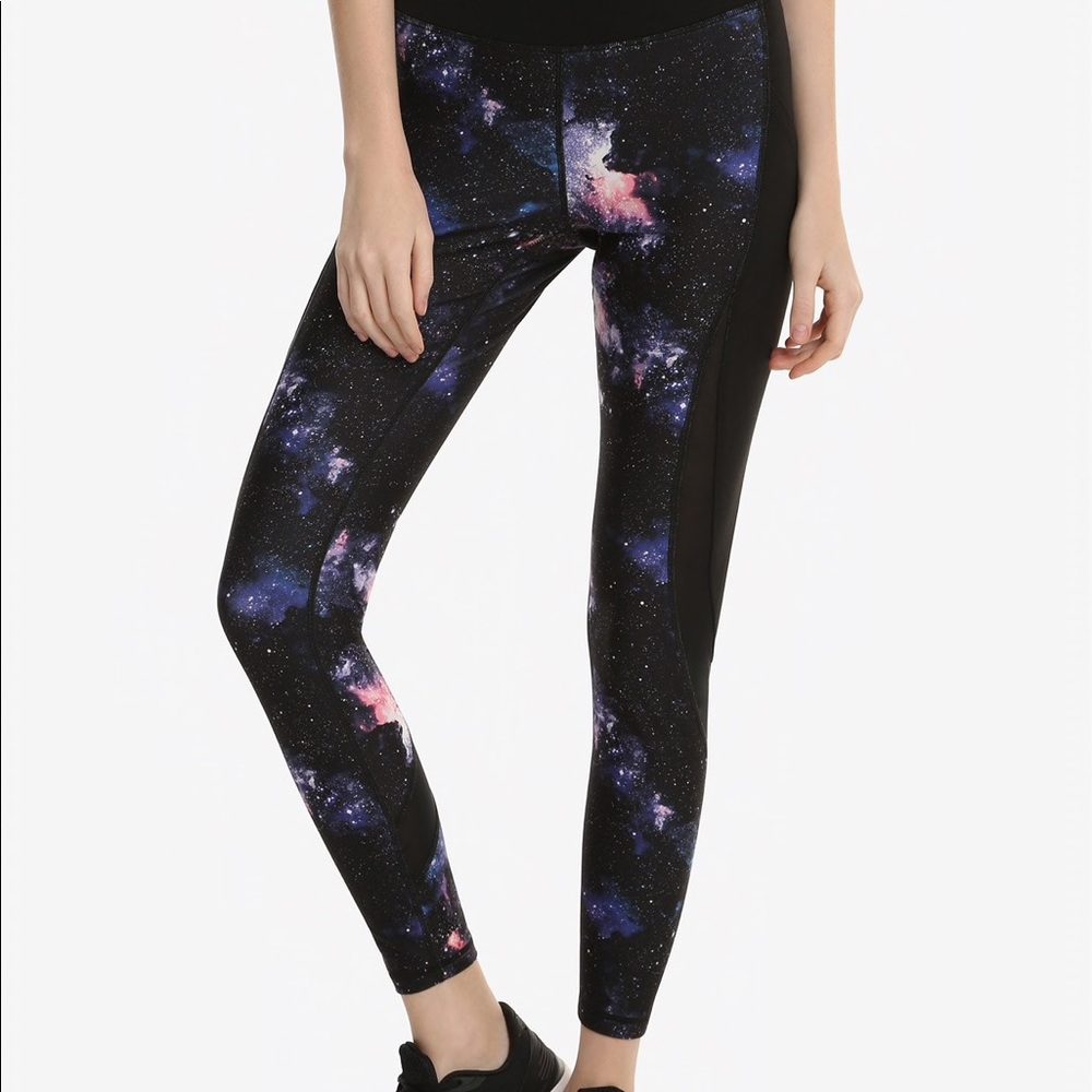 Galaxy Space print workout yoga pants mesh